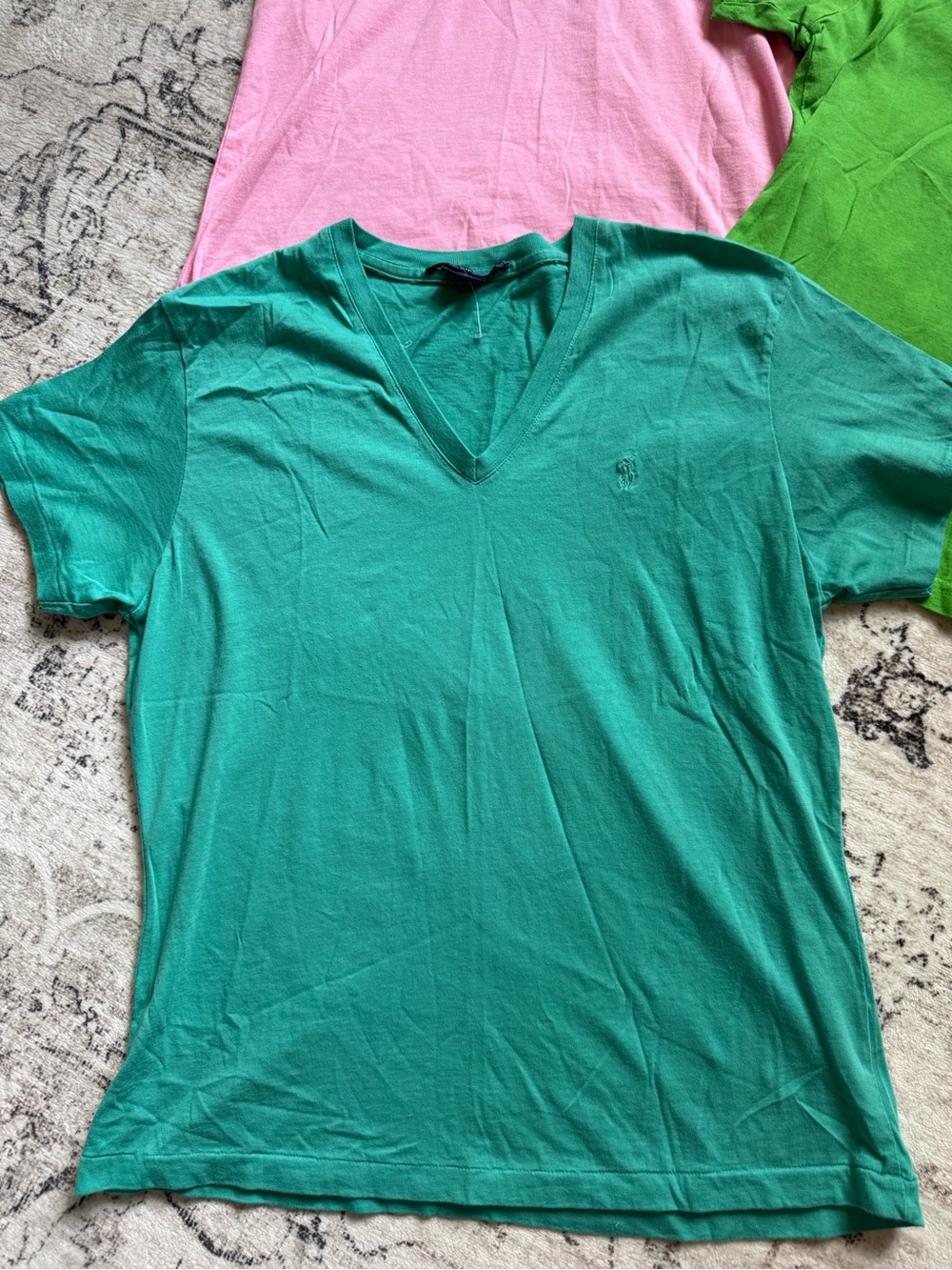 Ralph Lauren V-Neck Short Sleeve Tees - Pink, Green, Teal - Picture 8 of 8